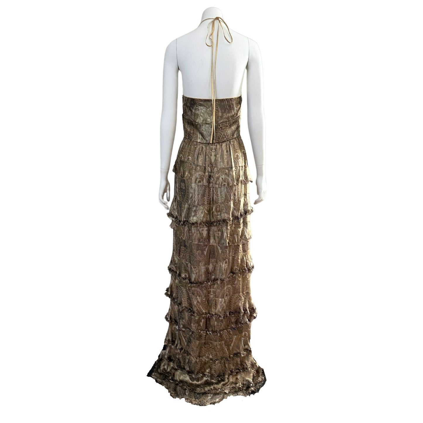 DOLCE & GABBANA Metallic Gold Silk Maxi Dress