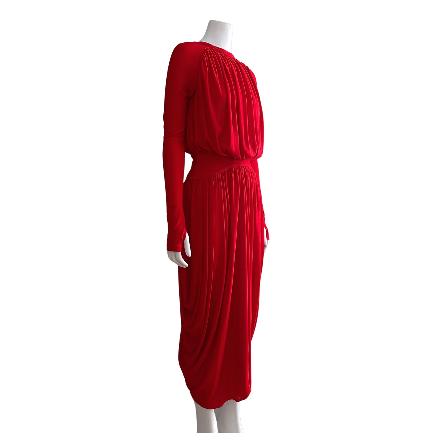 ANTONIO BERARDI Draped Red Midi-Dress