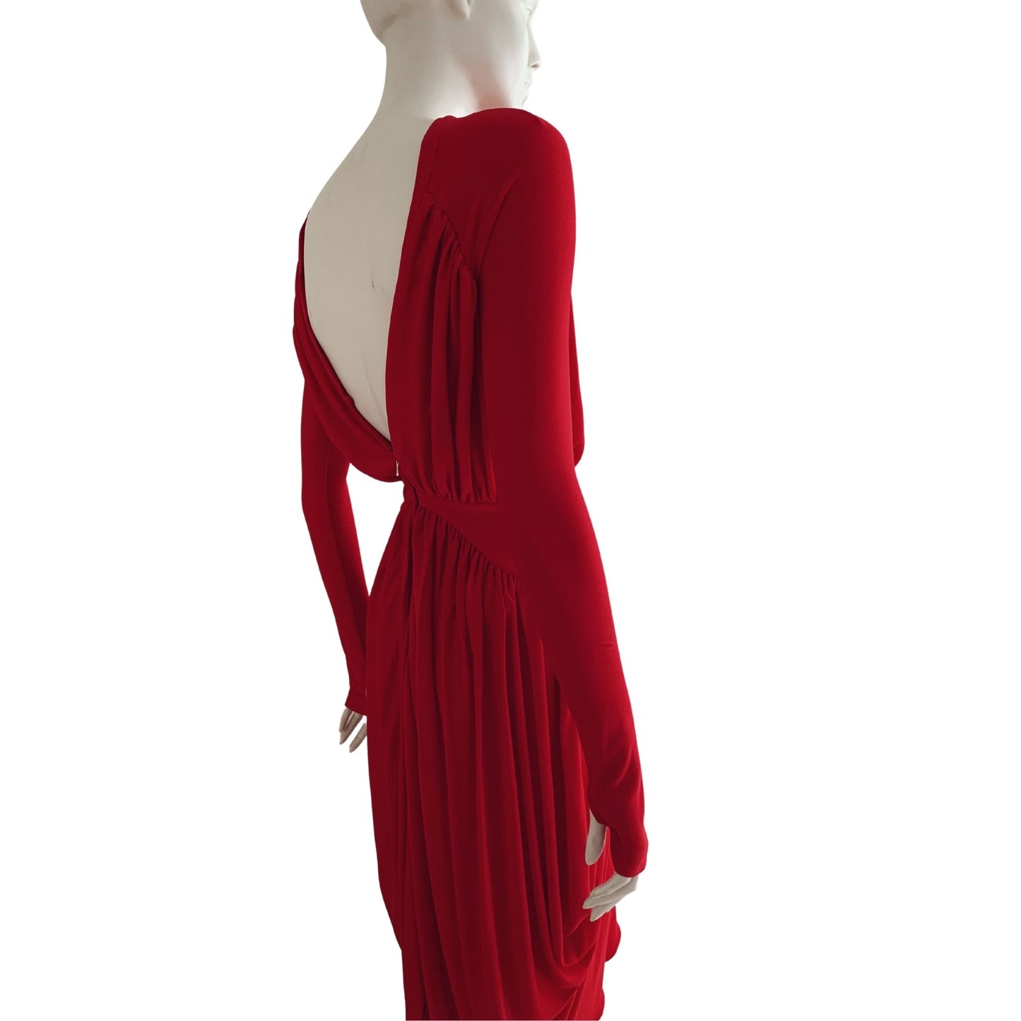 ANTONIO BERARDI Draped Red Midi-Dress